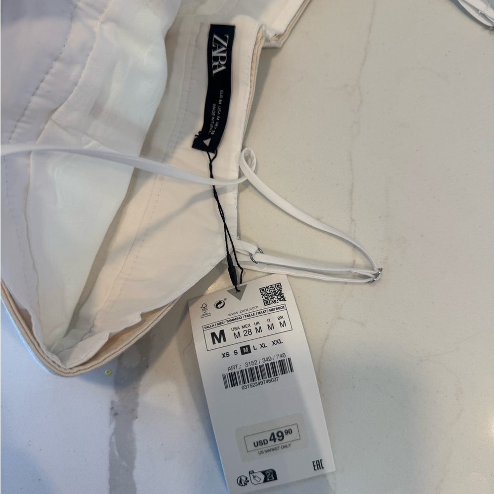 ZARA NWT Strapless White Mini Dress with Adjustable Straps - Picture 3 of 9